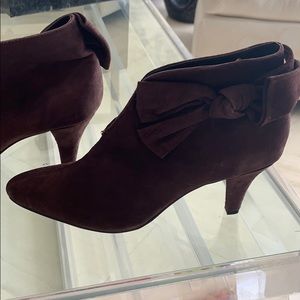 Brown suede booties